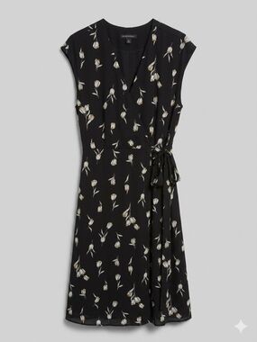 Banana Republic Black Floral Wrap Dress